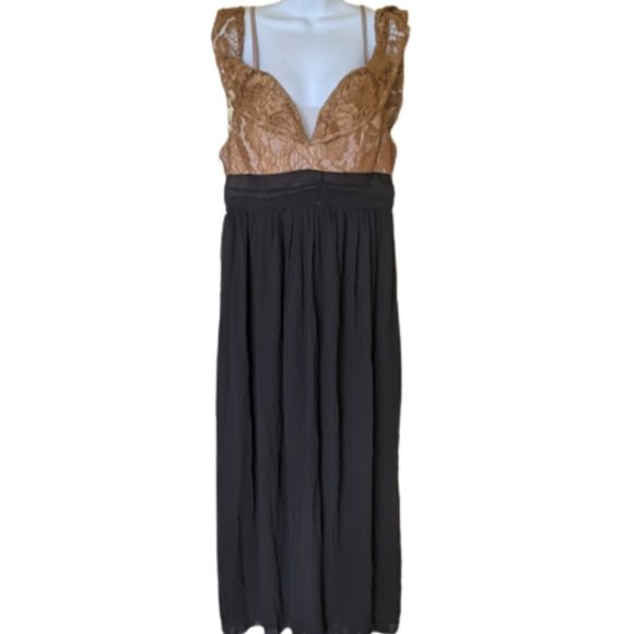 Black  Metallic Gold Max Full Lenght Empire Waist Dress XL New NWOT - Picture 4 of 10